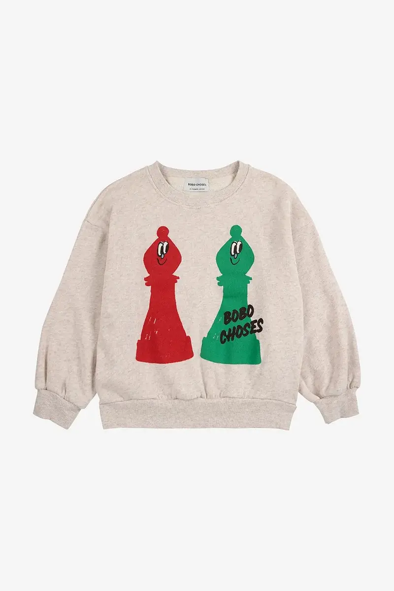 felpa in cotone bambino/a Checkmate colore beige 225AC032 miniatura 2