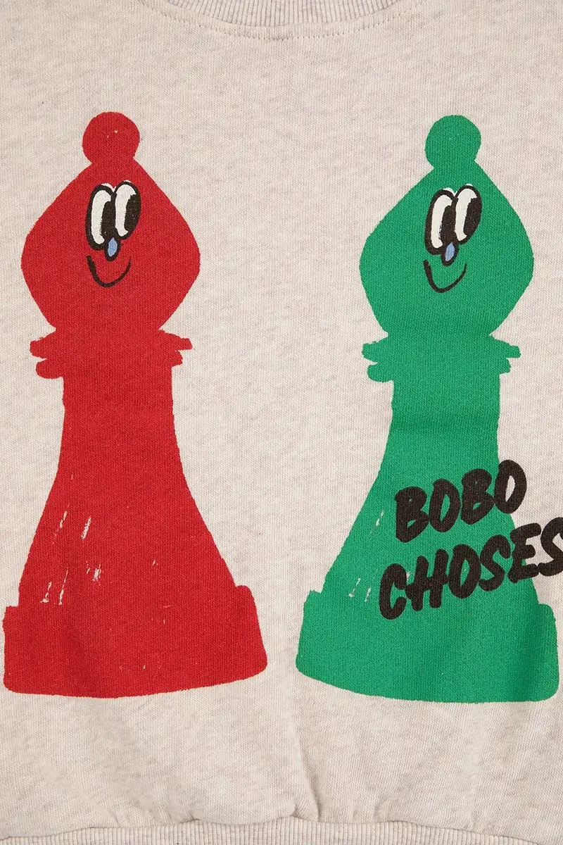 felpa in cotone bambino/a Checkmate colore beige 225AC032 miniatura 3