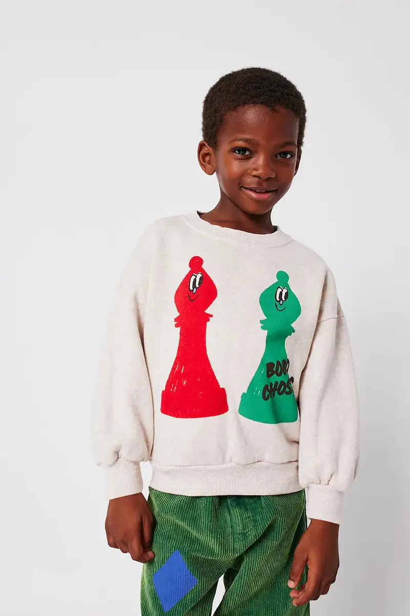 felpa in cotone bambino/a Checkmate colore beige 225AC032