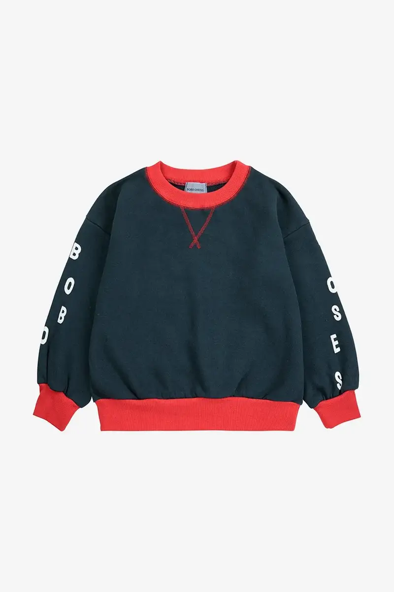 felpa in cotone bambino/a colore blu navy 225AC042 miniatura 2