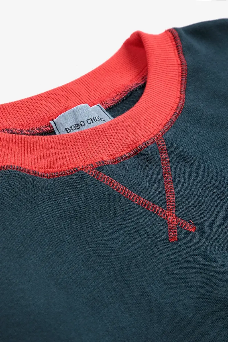 felpa in cotone bambino/a colore blu navy 225AC042 miniatura 3