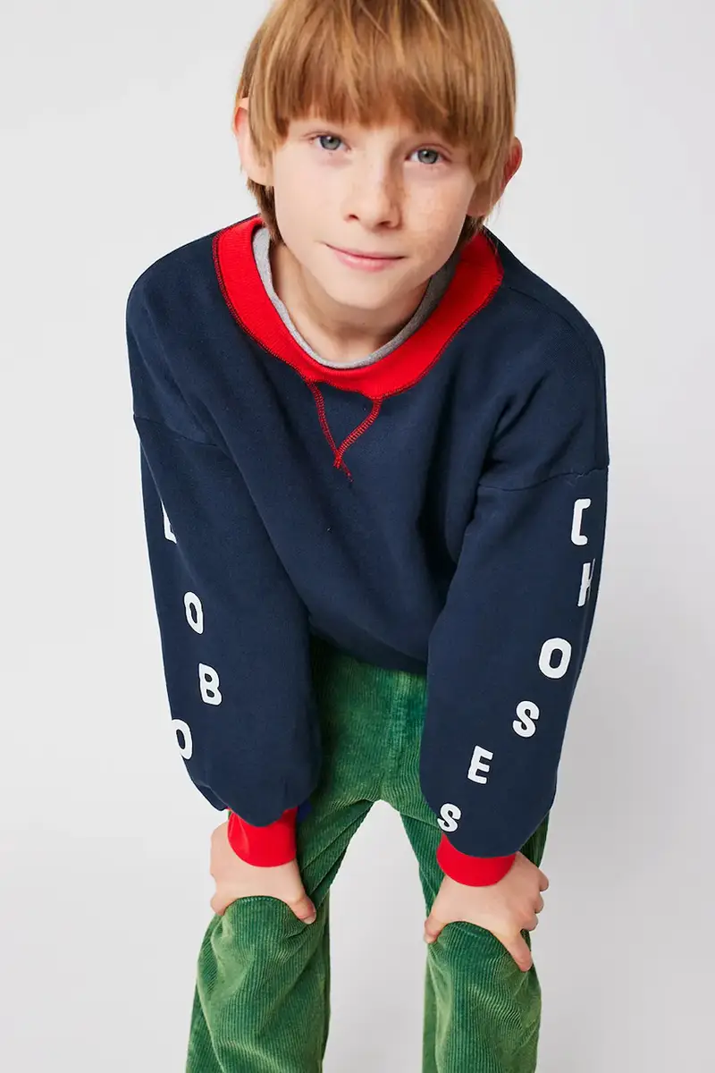 felpa in cotone bambino/a colore blu navy 225AC042