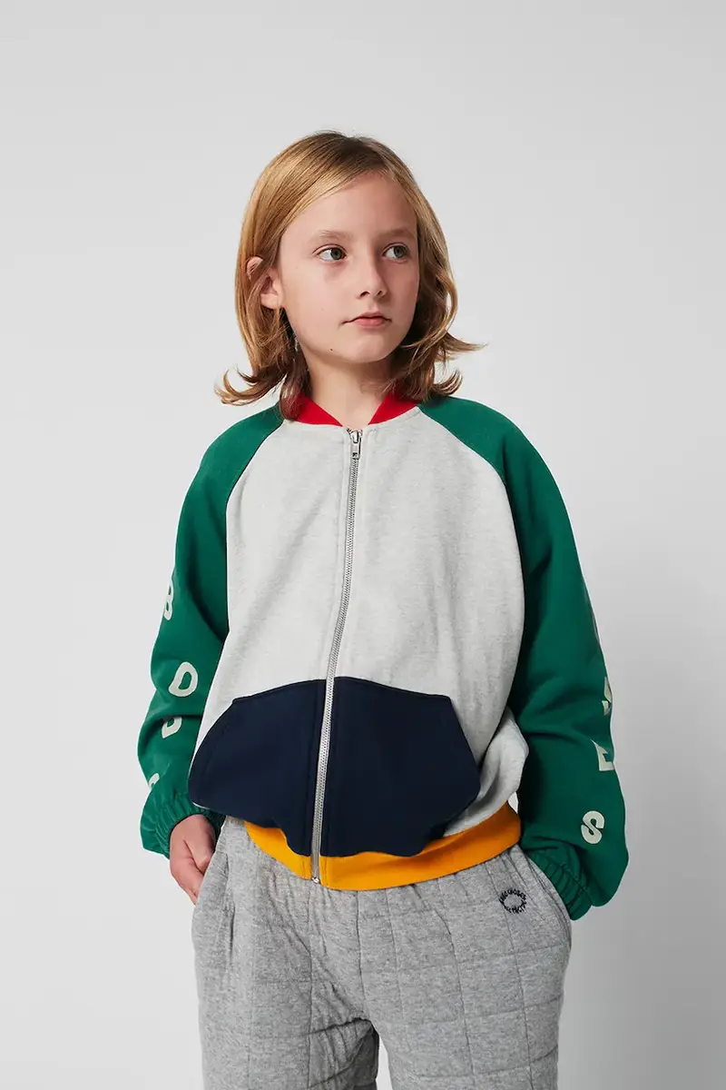 felpa in cotone bambino/a colore grigio 225AC052 miniatura 4