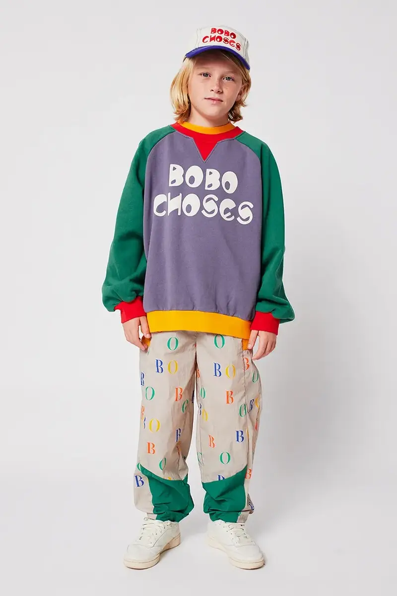 felpa in cotone bambino/a colore grigio 225AC137 miniatura 4