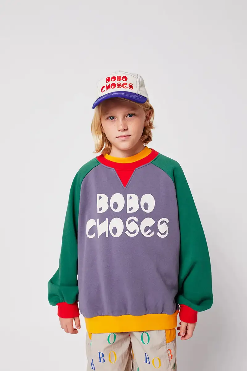 felpa in cotone bambino/a colore grigio 225AC137