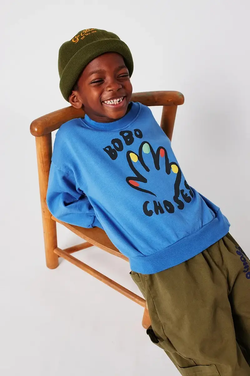 felpa in cotone bambino/a High Five colore blu 225AC035 miniatura 4