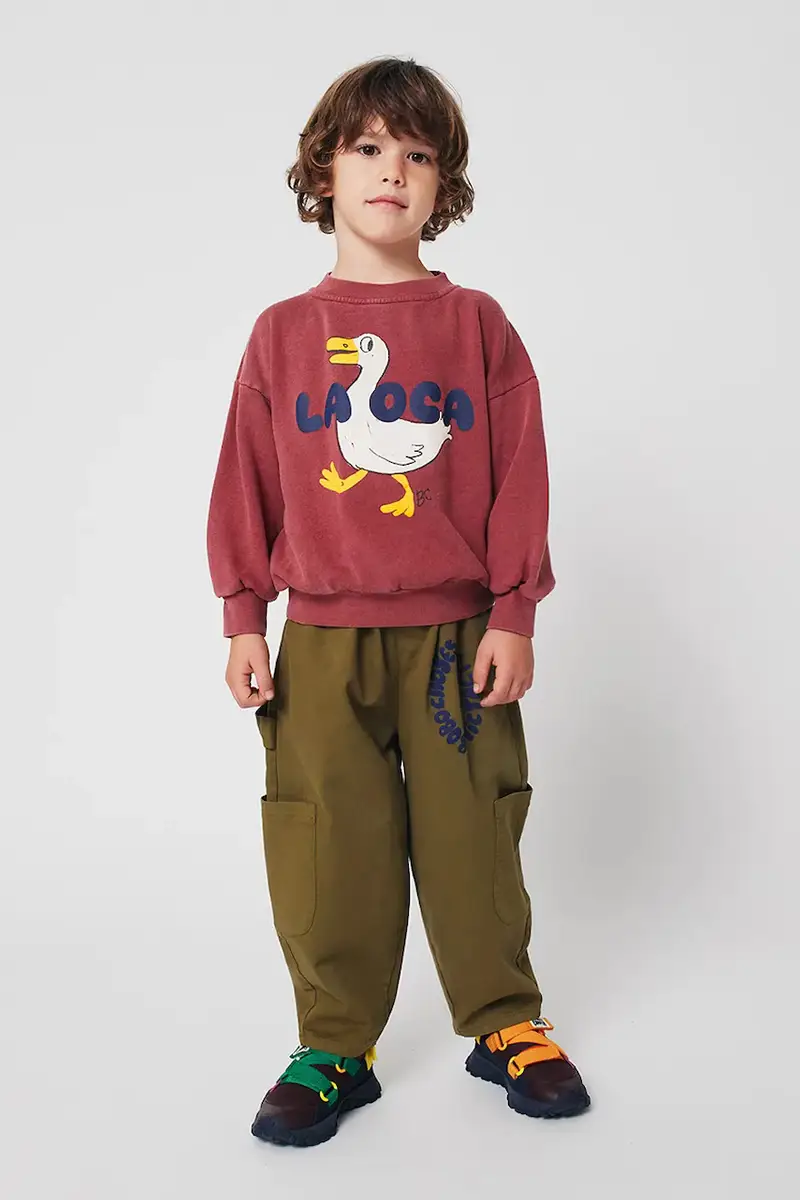 felpa in cotone bambino/a La Oca colore rosso 225AC029 miniatura 4