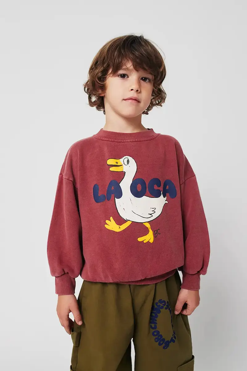 felpa in cotone bambino/a La Oca colore rosso 225AC029