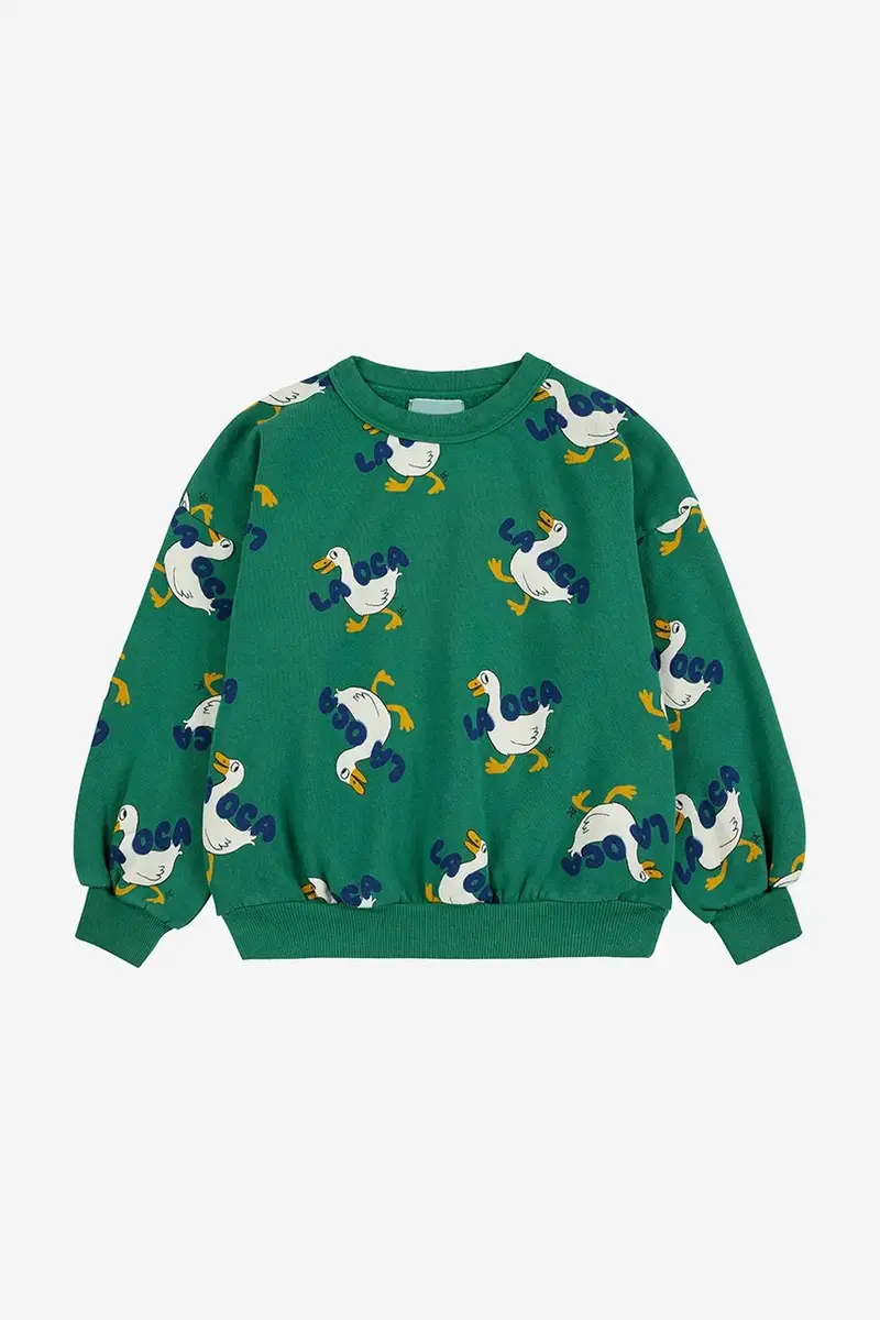 felpa in cotone bambino/a La Oca colore verde 225AC037 miniatura 2