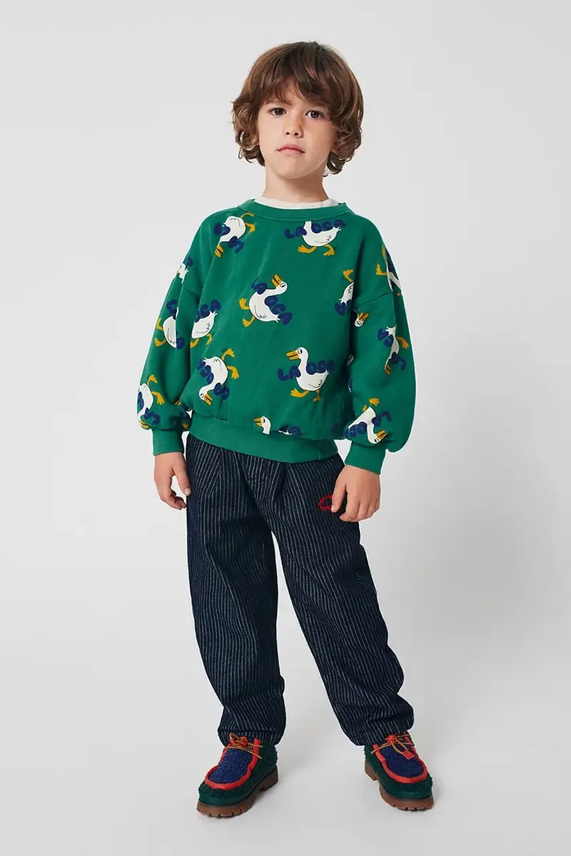 felpa in cotone bambino/a La Oca colore verde 225AC037 miniatura 4