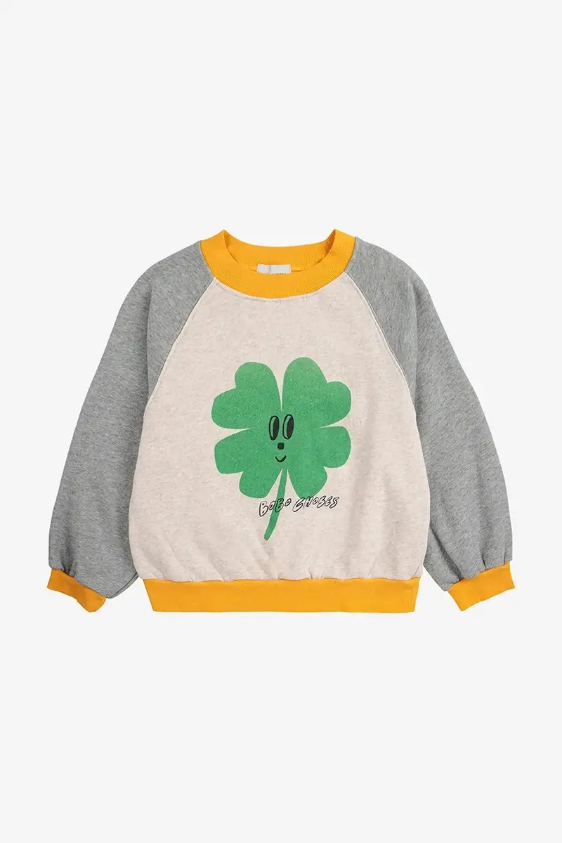 felpa in cotone bambino/a Lucky Clover colore grigio 225AC041 miniatura 2