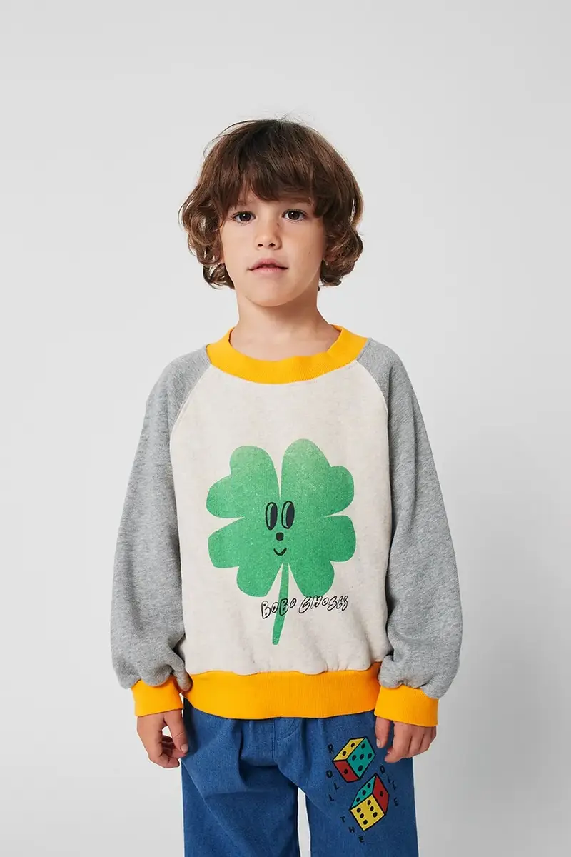 felpa in cotone bambino/a Lucky Clover colore grigio 225AC041 miniatura 5