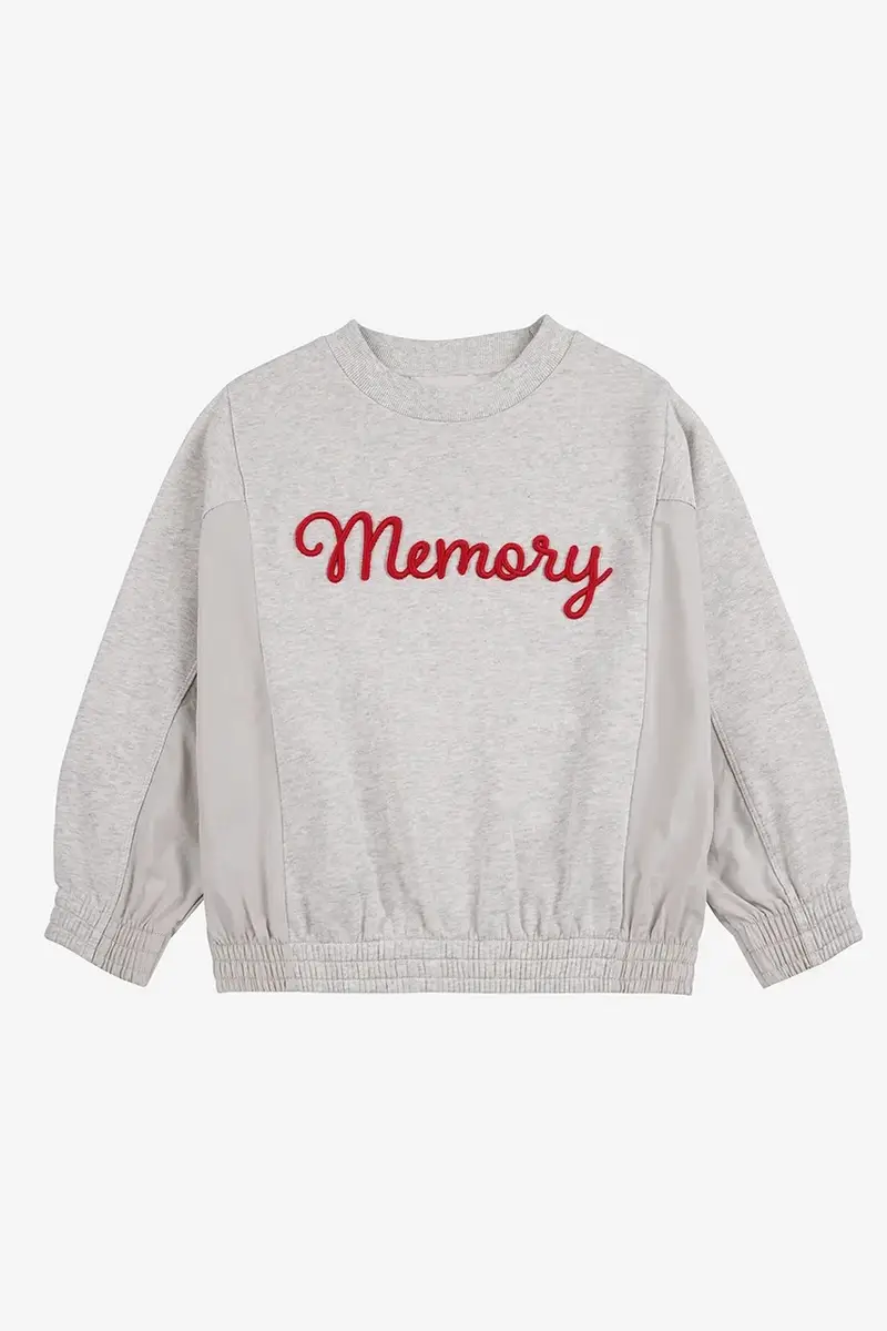 felpa in cotone bambino/a Memory colore grigio con applicazione 225BC005 miniatura 2