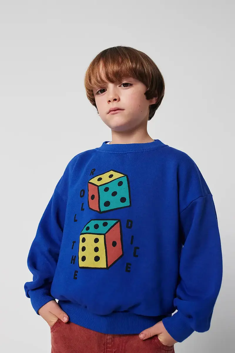 felpa in cotone bambino/a Roll The Dice colore blu 225AC030