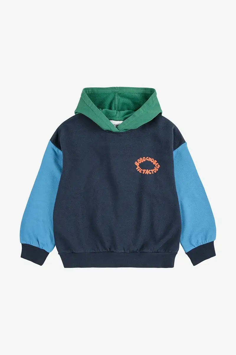 felpa in cotone bambino/a Tic Tac Toe colore blu navy con cappuccio 225AC048 miniatura 2