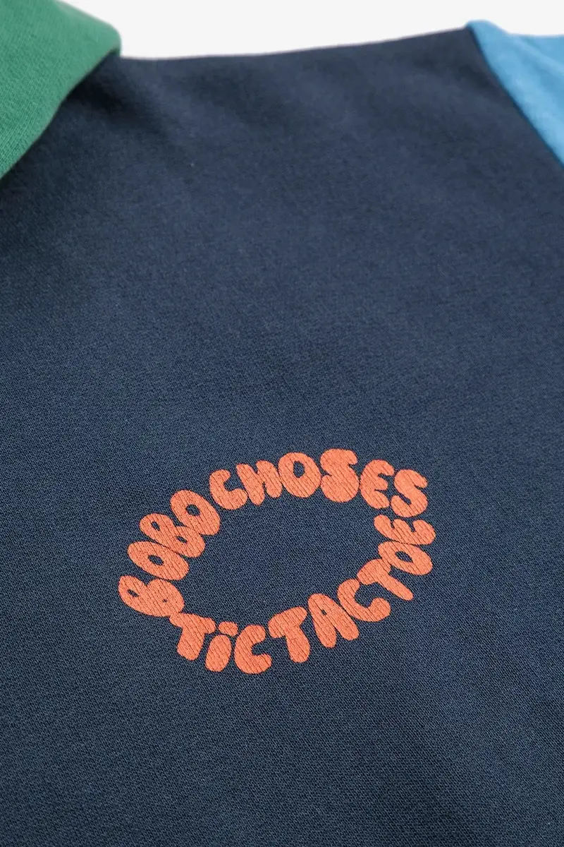 felpa in cotone bambino/a Tic Tac Toe colore blu navy con cappuccio 225AC048 miniatura 3