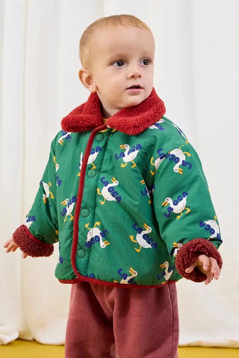 giacca a doppia faccia per neonati La Oca colore verde 225AB107