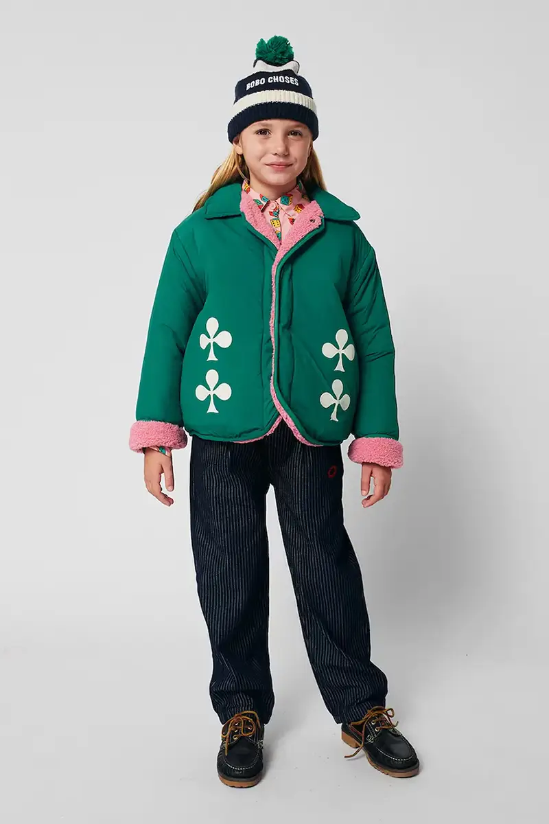 giacca reversibile per bambini Clover colore verde 225AC121