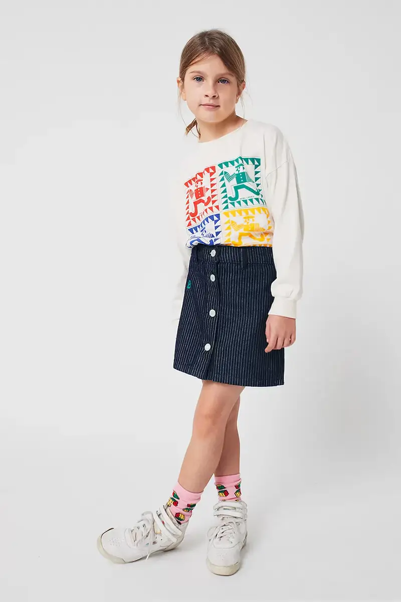 gonna di cotone bambina colore blu navy 225AC097