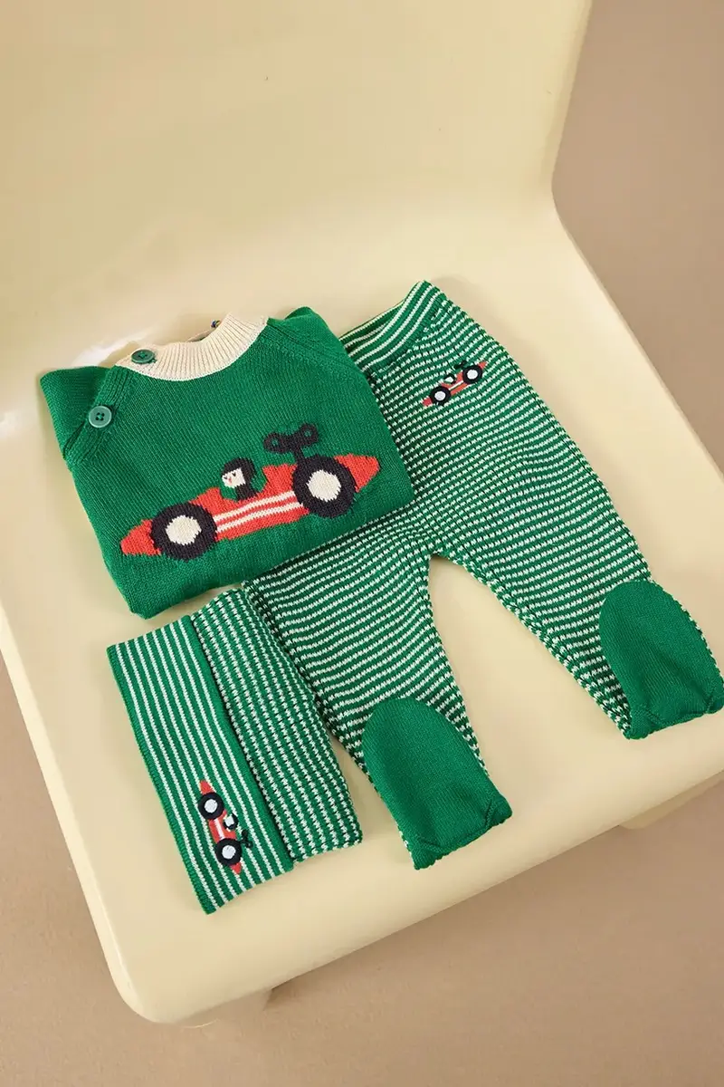 maglione in cotone noenati Race Car Verde miniatura 5