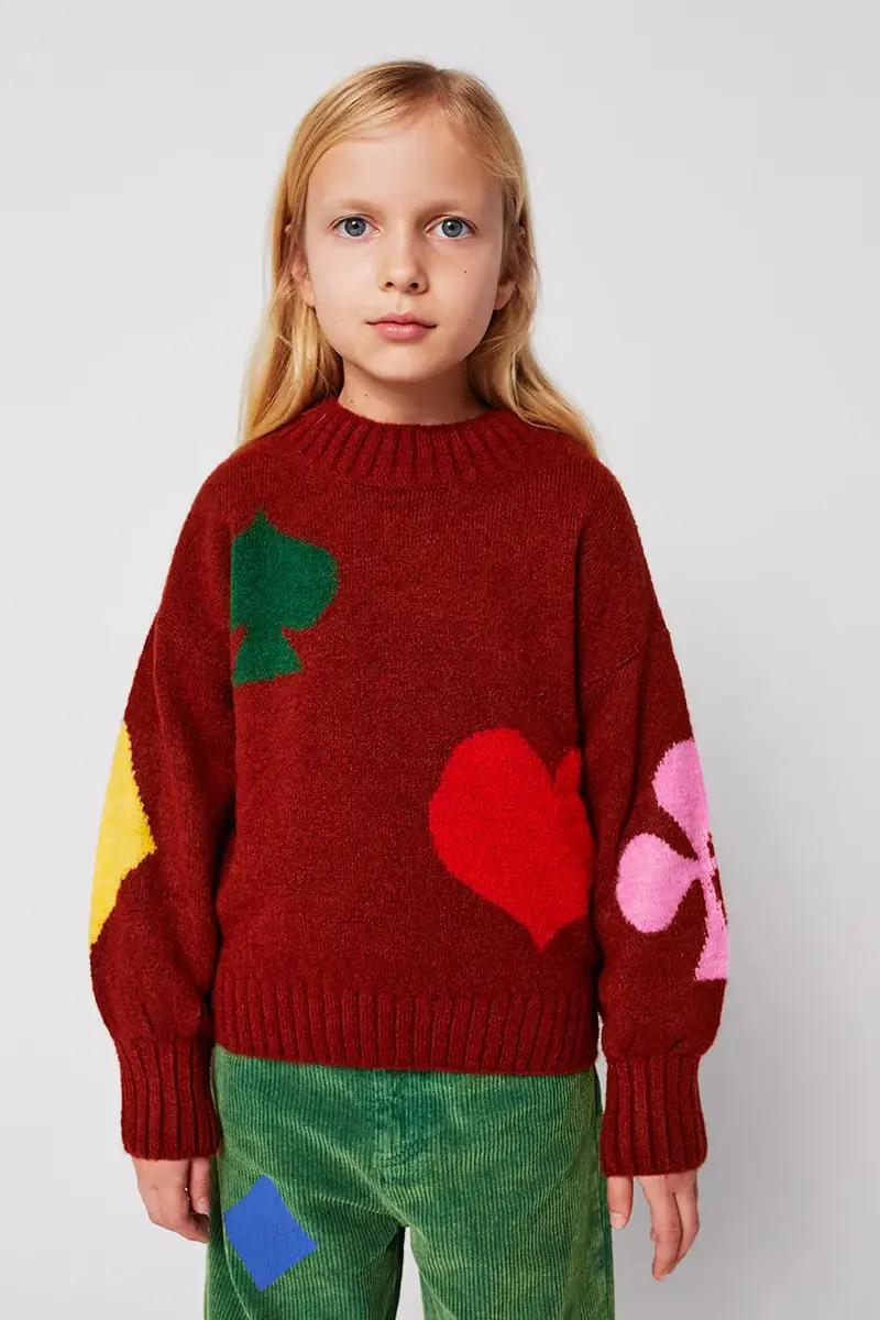 maglione per bambini con misto lana Bobo Joker colore granata 225AC112