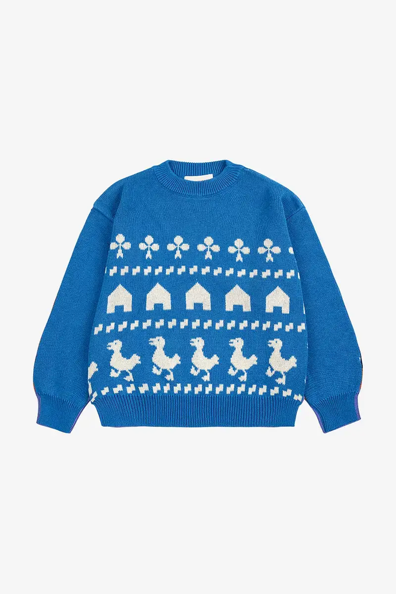 maglione per bambini con misto lana Farm jacquard colore blu 225AC108 miniatura 2