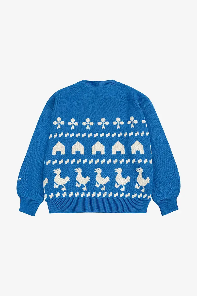 maglione per bambini con misto lana Farm jacquard colore blu 225AC108 miniatura 3