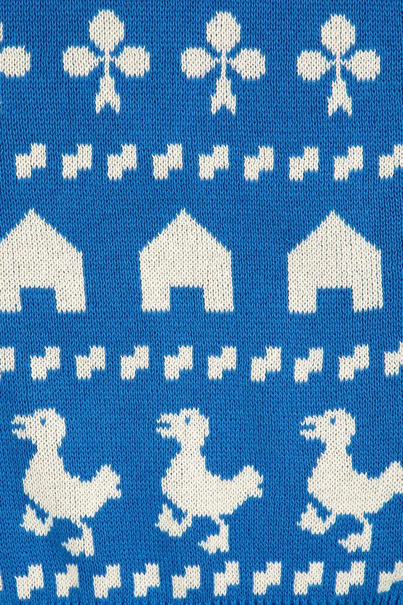 maglione per bambini con misto lana Farm jacquard colore blu 225AC108 miniatura 4
