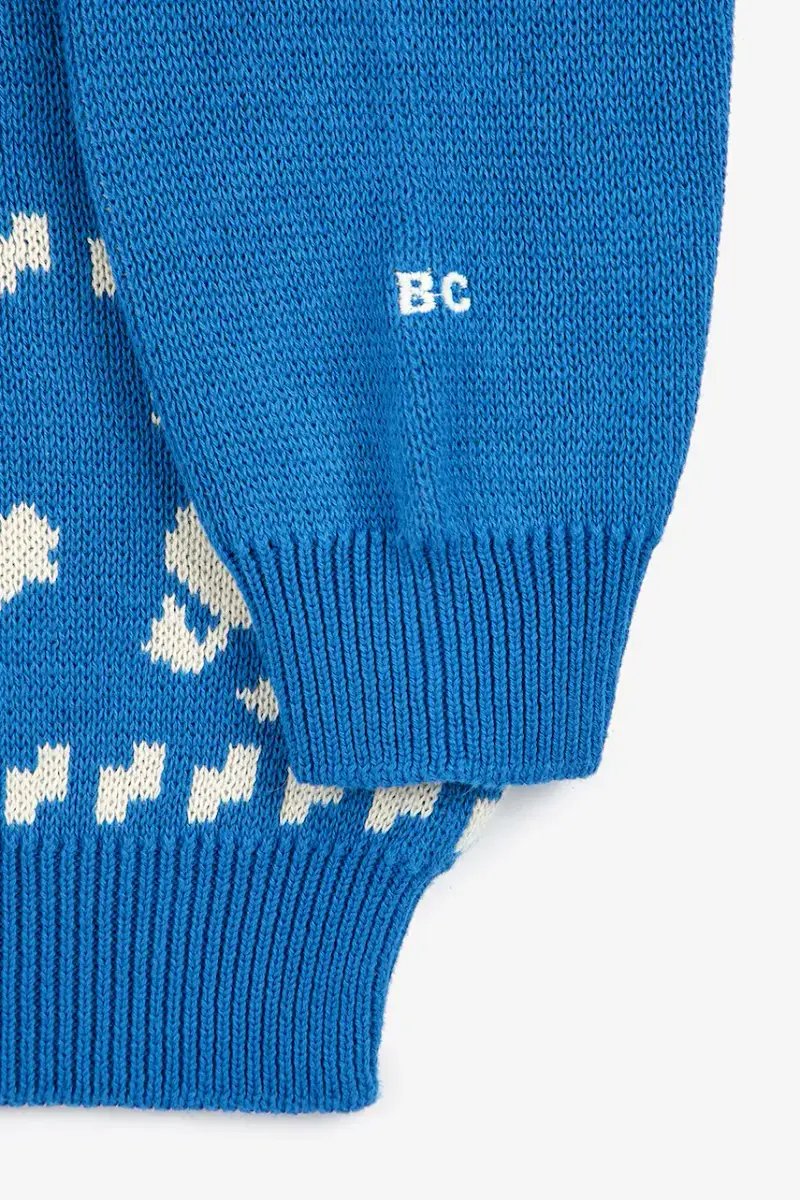 maglione per bambini con misto lana Farm jacquard colore blu 225AC108 miniatura 5