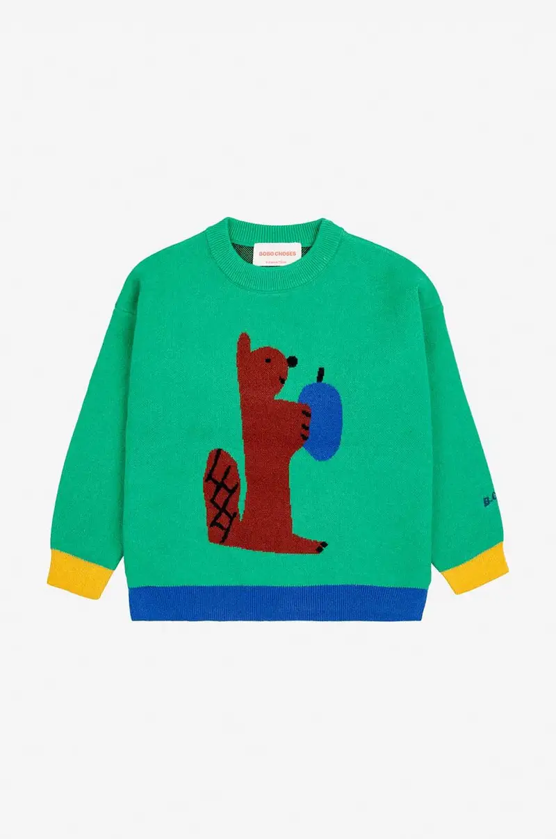 maglione per bambini Hungry Squirrel colore verde 224AC117 miniatura 2