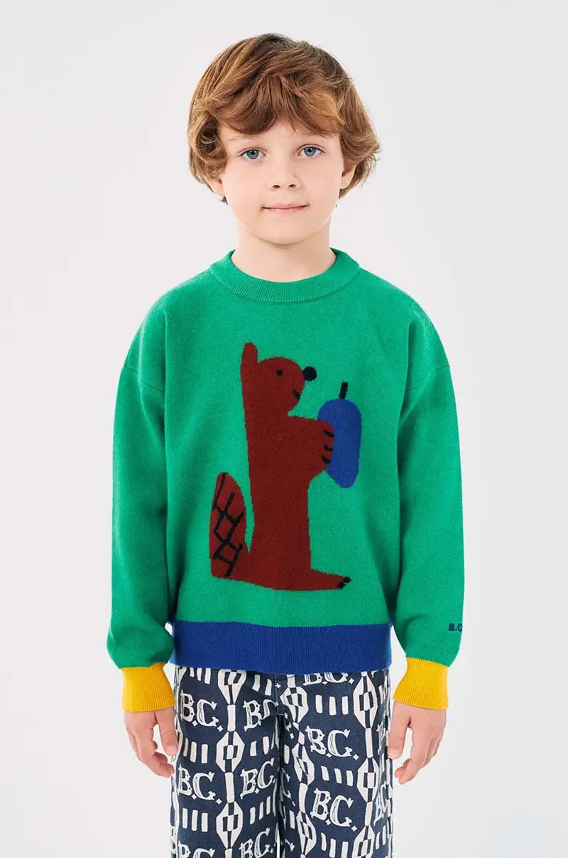 maglione per bambini Hungry Squirrel colore verde 224AC117