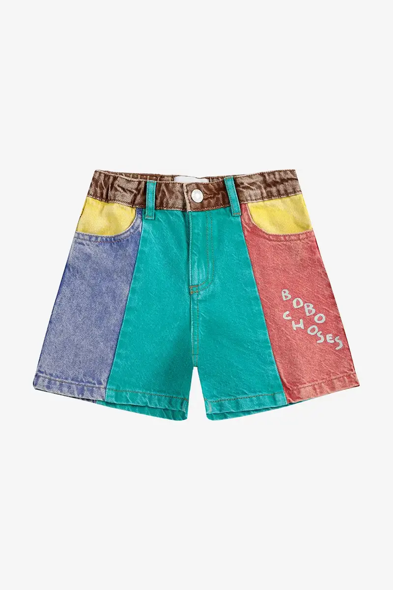 shorts in jeans bambino/a colore turchese 125AC065 miniatura 2
