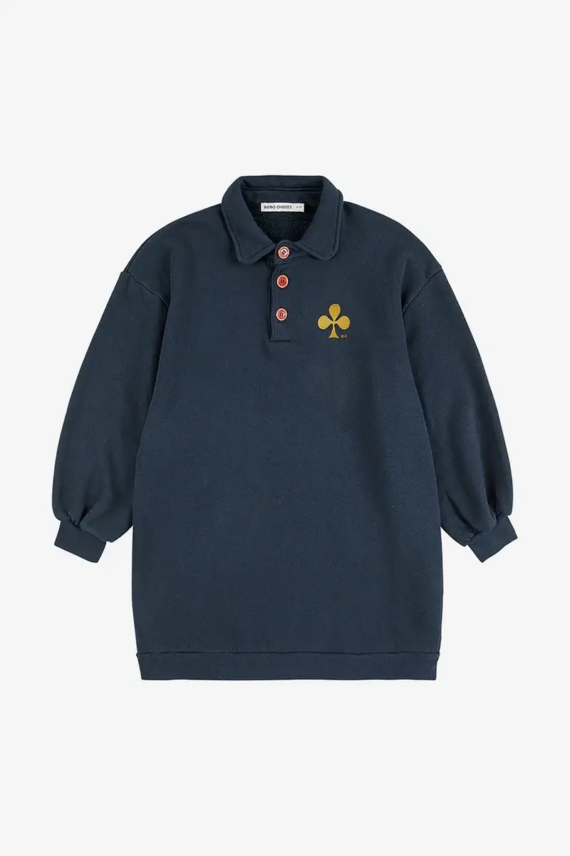 vestito di cotone bambina Clover colore blu navy 225AC088 miniatura 2