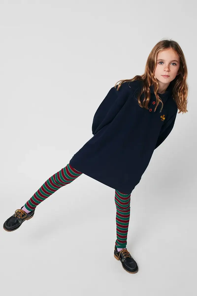 vestito di cotone bambina Clover colore blu navy 225AC088 miniatura 4