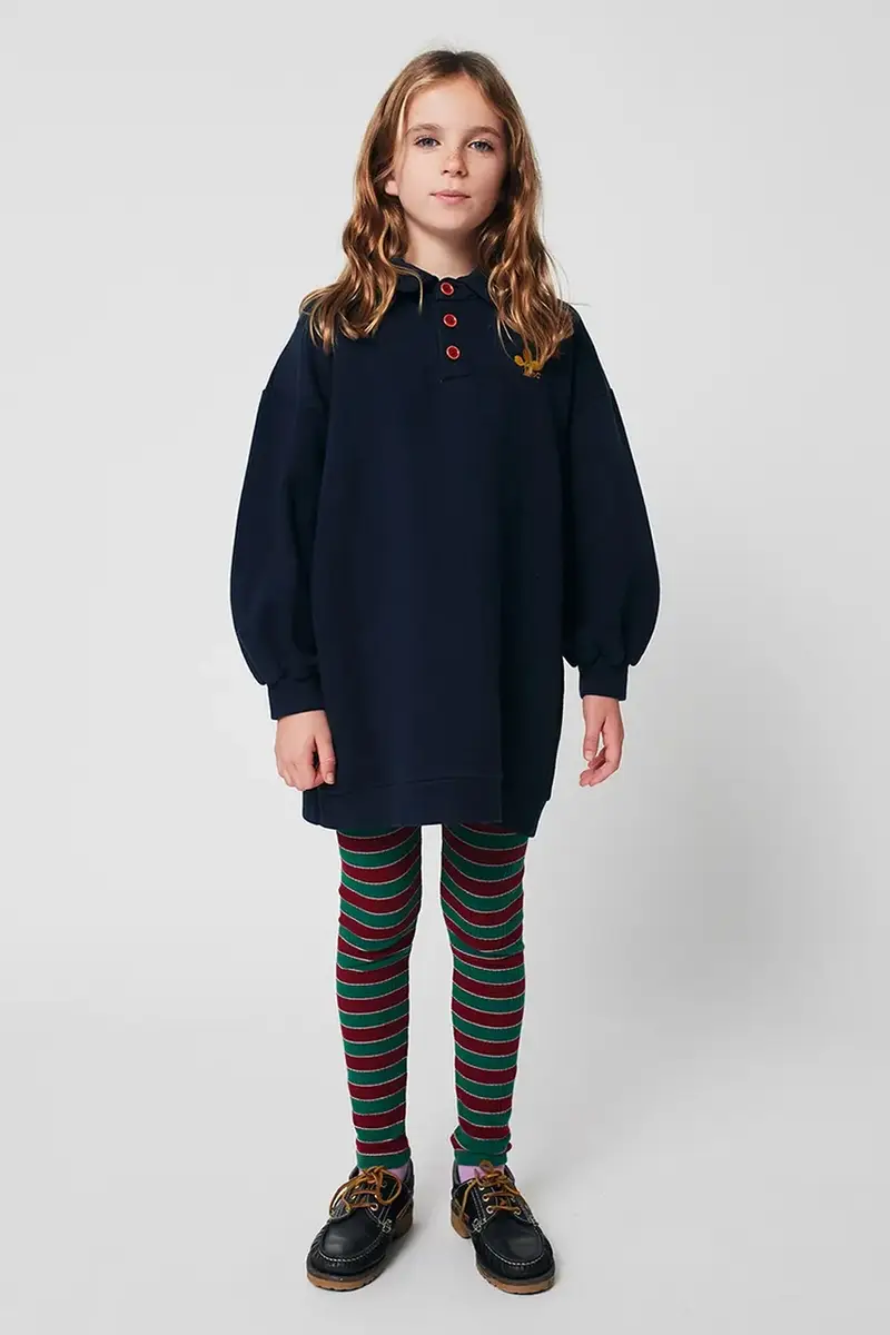 vestito di cotone bambina Clover colore blu navy 225AC088 miniatura 5