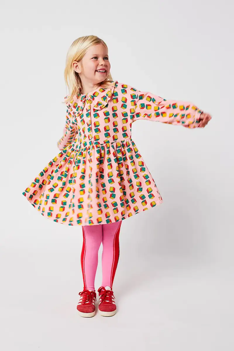 vestito di cotone bambina Dices colore rosa 225AC146