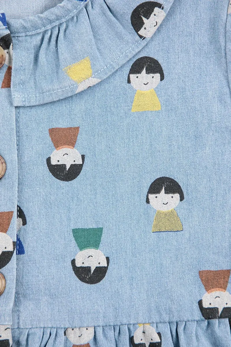 vestito di cotone bambina Game Pawns colore blu 225AB089 miniatura 5