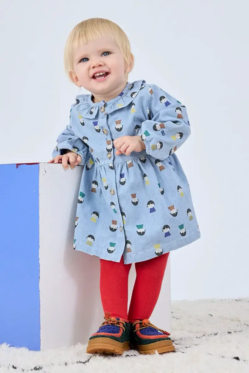 vestito di cotone bambina Game Pawns colore blu 225AB089
