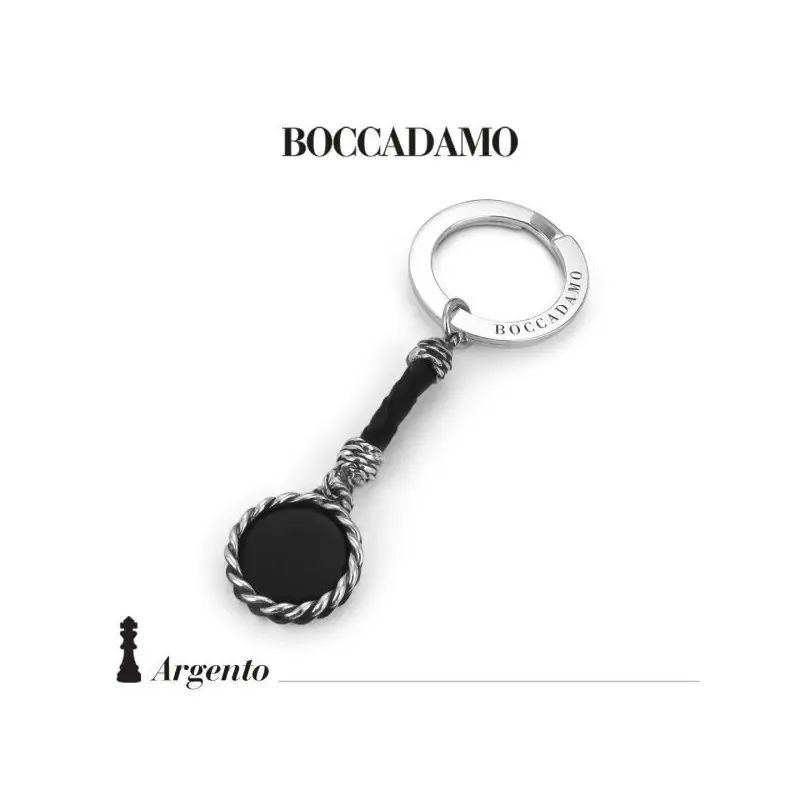 Portachiavi Corda Con Agata Nera - Boccadamo