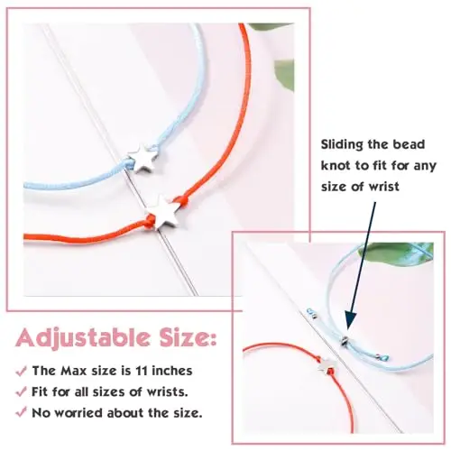 BOCHOI 2 Pezzi Braccialetti Amico Set Braccialetto Amicizia Braccialetto Stella Braccialetti di Coppia Abbinati per miniatura 3