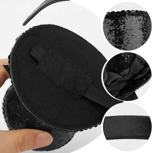 BOFUNX Cerchietto Cilindro Glitter Fascia per Capelli a Forma di Cappello Accessori per Donna Ragazza miniatura 3