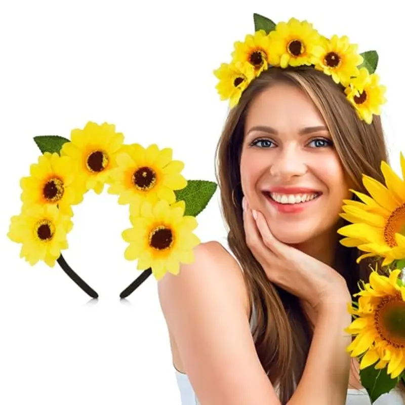 BOFUNX Cerchietto Girasole Cerchietti per Capelli di Girasole Cerchietto con Fiori di Girasole Fascia per Capelli