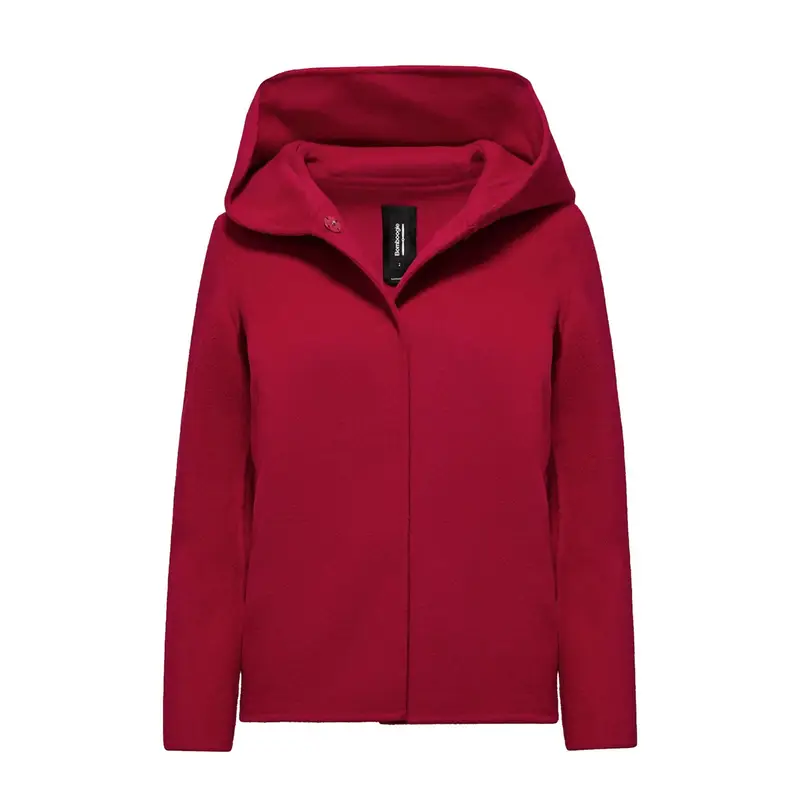 GIACCA CON CAPPUCCIO BI-MATERIALE DONNA Rosso