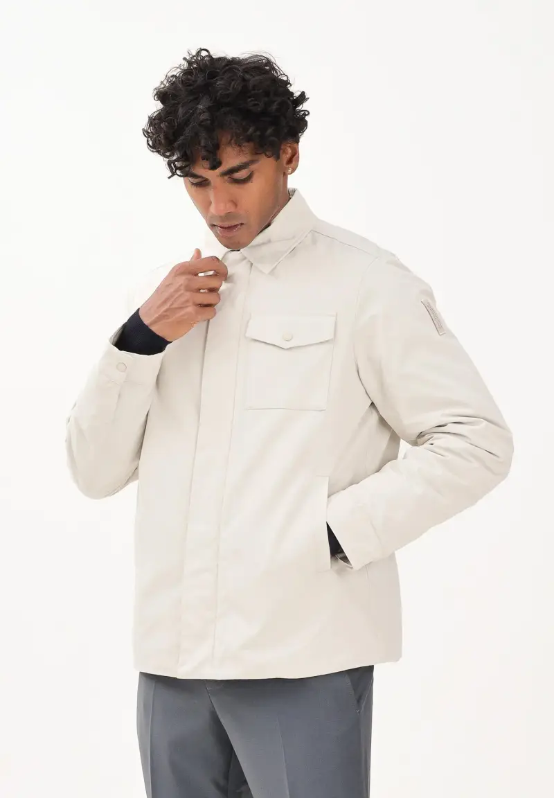 Piumino panna da uomo foderato in ecopelliccia miniatura 2