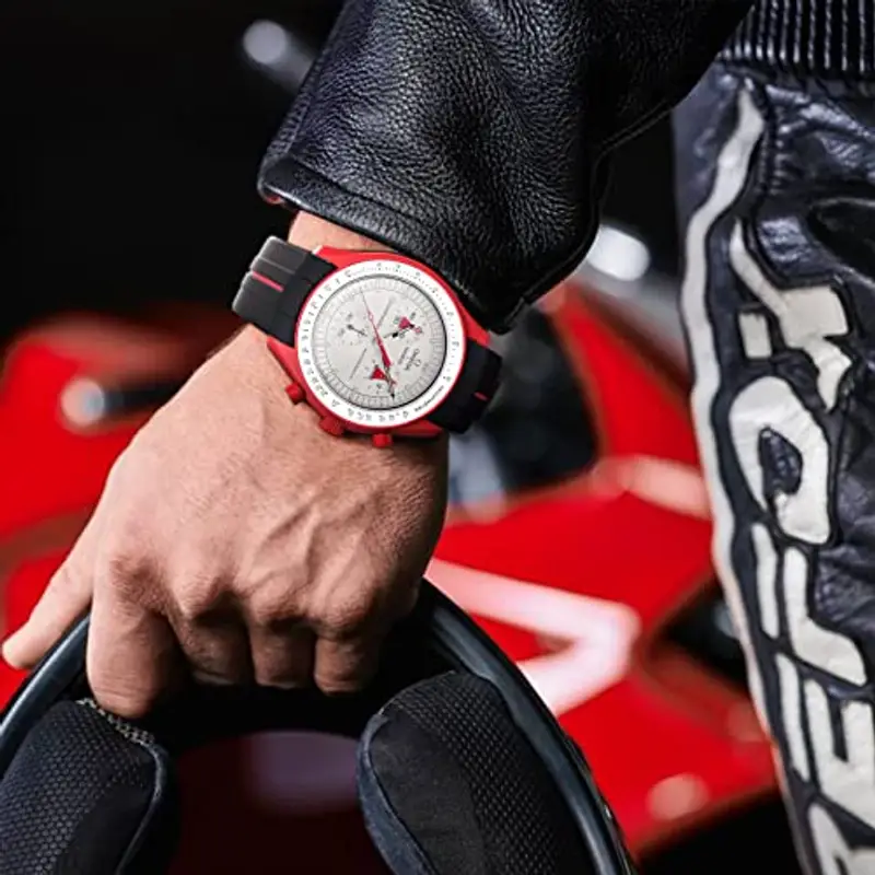 BONACE Cinturino in silicone senza spazi per Omega x Swatch MoonSwatch, cinturino di ricambio per orologio Omega x Swatch MoonSwatch Speedmaster da 20mm (blu scuro) miniatura 3