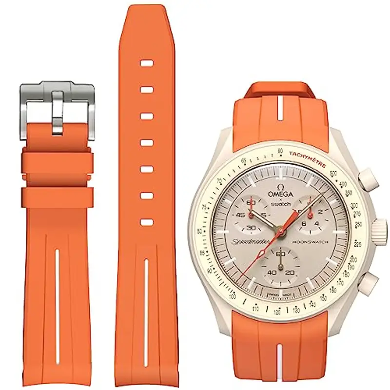 BONACE Cinturino per Omega x Swatch MoonSwatch,cinturino di ricambio in Omega X Swatch curvo