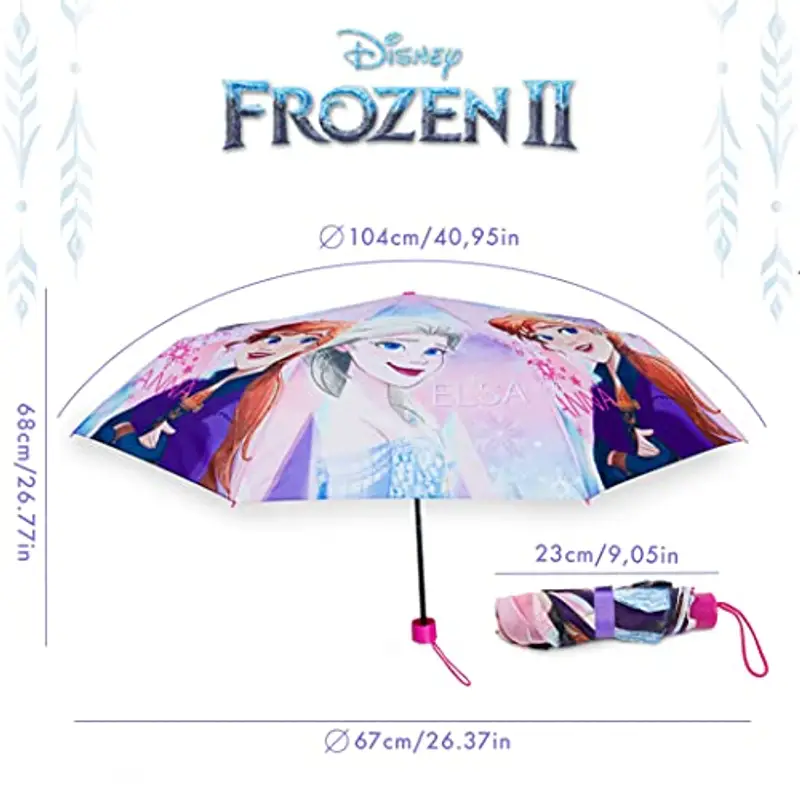 BONNYCO Ombrello Pieghevole Bambina Frozen Mini Ombrello Antivento con Struttura Rinforzata | Ombrellino Portatile Borsa, Zaino o Viaggio | Ombrellino per Bambini - Regali Originali Ragazzi miniatura 2