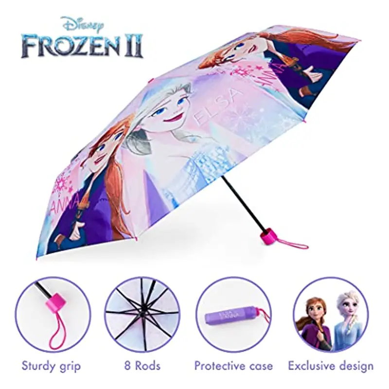 BONNYCO Ombrello Pieghevole Bambina Frozen Mini Ombrello Antivento con Struttura Rinforzata | Ombrellino Portatile Borsa, Zaino o Viaggio | Ombrellino per Bambini - Regali Originali Ragazzi miniatura 3