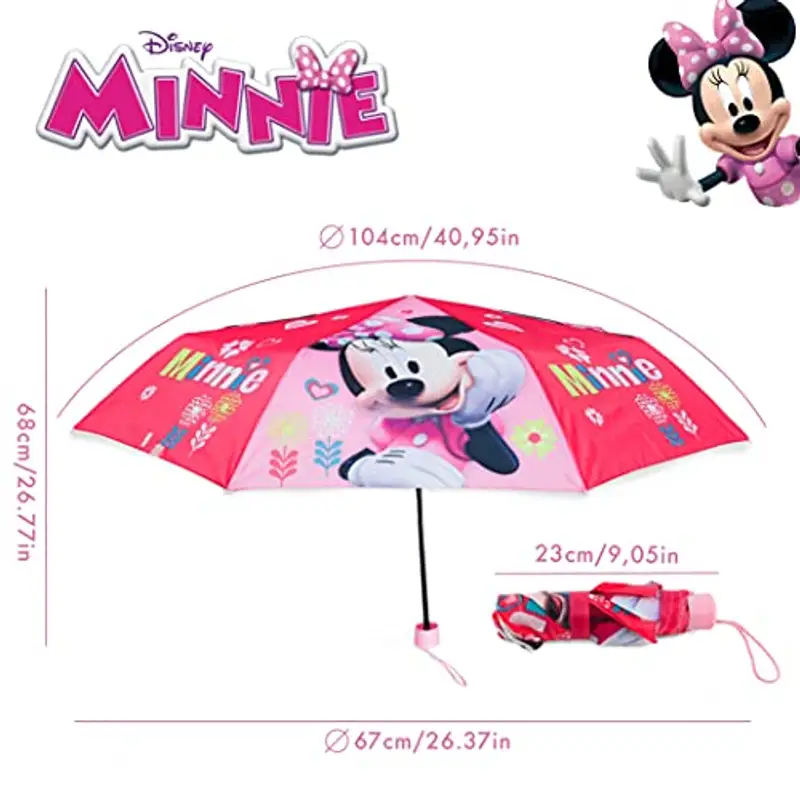 BONNYCO Ombrello Pieghevole Bambina Minnie Mouse Mini Ombrello Antivento con Struttura Rinforzata | Ombrellino Portatile Borsa, Zaino o Viaggio | Ombrellino per Bambini - Regali Originali Ragazzi miniatura 2