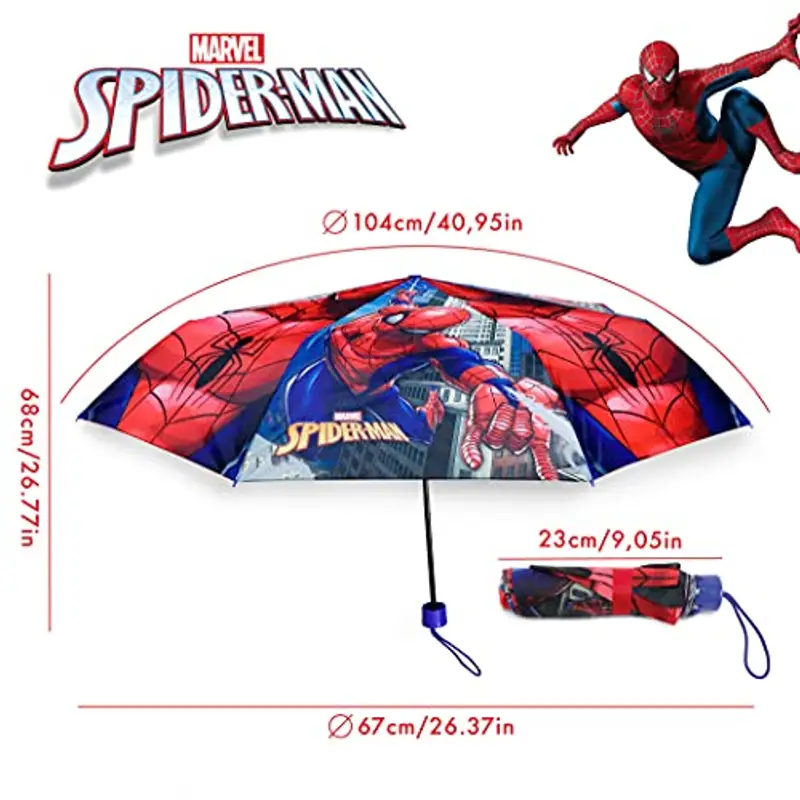 BONNYCO Ombrello Pieghevole Bambino Spiderman Mini Ombrello Antivento con Struttura Rinforzata | Ombrellino Portatile Borsa, Zaino o Viaggio | Ombrellino per Bambini - Regali Originali Ragazzi miniatura 2